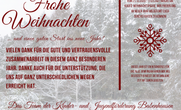 Weihnachtspause der Kinder- & Jugendförderung der Stadt Babenhausen