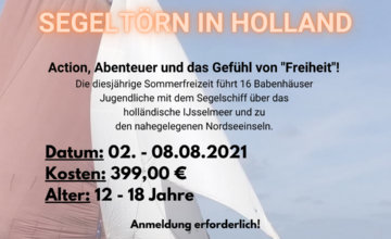 Sommerfreizeit 2021: Segeltörn in Holland