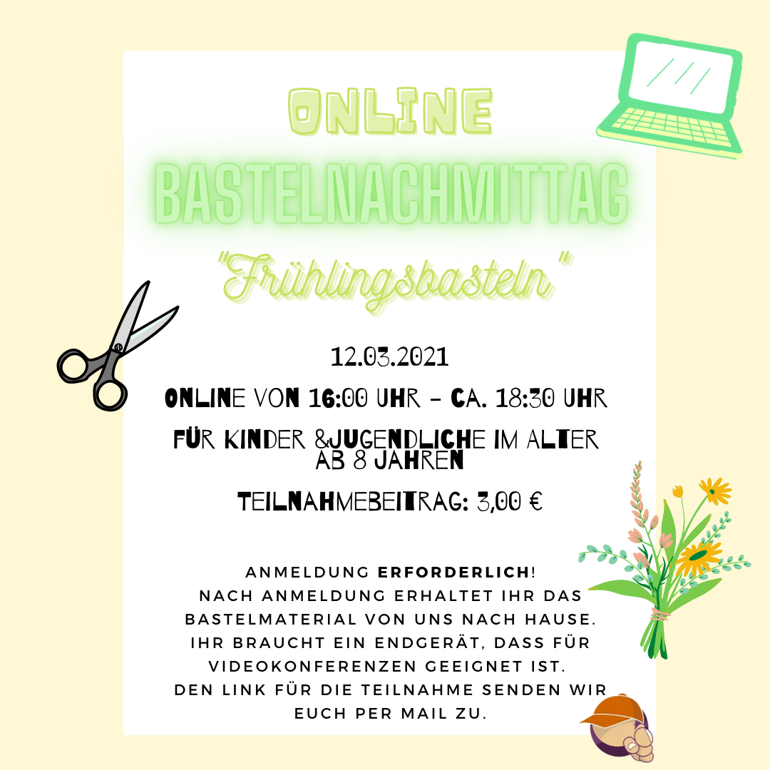 Am 12.03.2021 bietet die städtische Kinder- und Jugendförderung für alle Kinder ab 8 Jahren einen digitalen Bastelnachmittag an. Gebastelt werden soll ein „bunter Frühlingsstrauß“ aus verschiedenen Papierblumen, der sicher den [&hellip;]