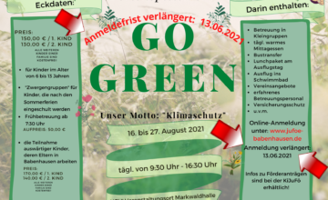 Anmeldezeitraum verlängert:  „Go Green“  Ferienspiele unter dem Motto: „Klimaschutz“
