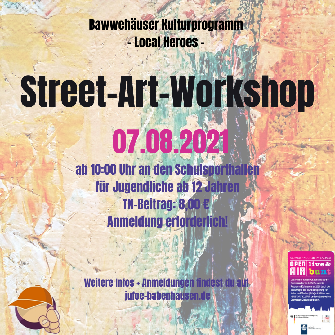 Am Samstag, 07.08.2021 wird es mit der Kinder- und Jugendförderung wieder kreativ und bunt! Nach dem erfolgreichen Graffiti-Workshop an der „kleinen Unterführung“ im August 2020, wird es nun einen weiteren [&hellip;]