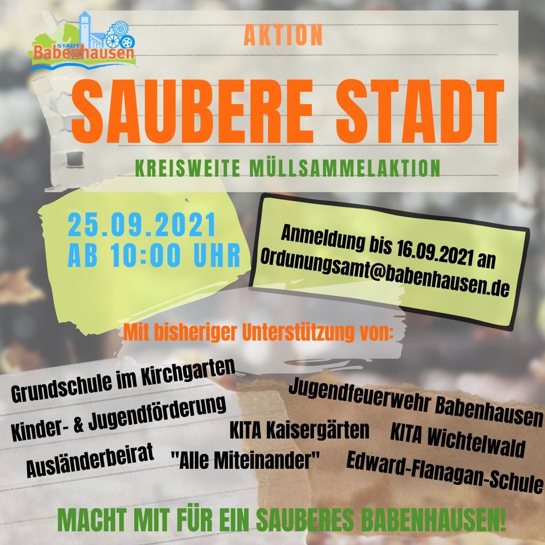 die Stadt Babenhausen war im Jahr 2020 trauriger Spitzenreiter bei der Entstehung und Entsorgung von wildem Müll unter allen 23 Kommunen im Landkreis Darmstadt-Dieburg. Diesem unrühmlichen Titel gilt es natürlich [&hellip;]