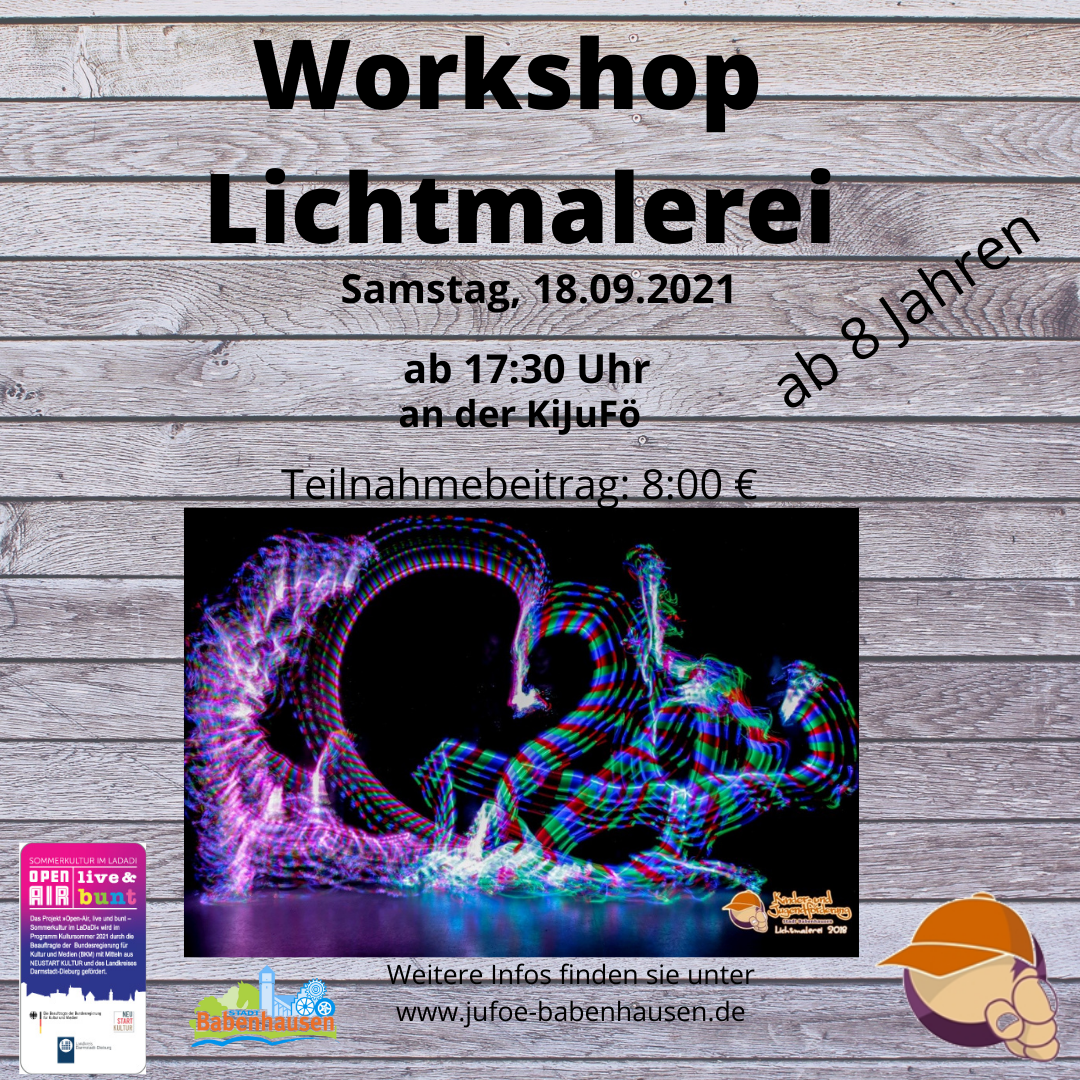 Am Samstag, den 18.09.2021 bietet die Kinder- und Jugendförderung für interessierte Kinder im Alter von 8 bis 12 Jahren, einen Workshop „Lichtmalerei“ an. Hast Du schon einmal mit Licht kreativ [&hellip;]