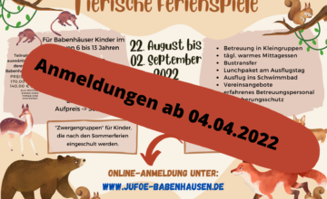 „Tierische Ferienspiele“ 10 Tage Ferienbetreuung der Stadt Babenhausen