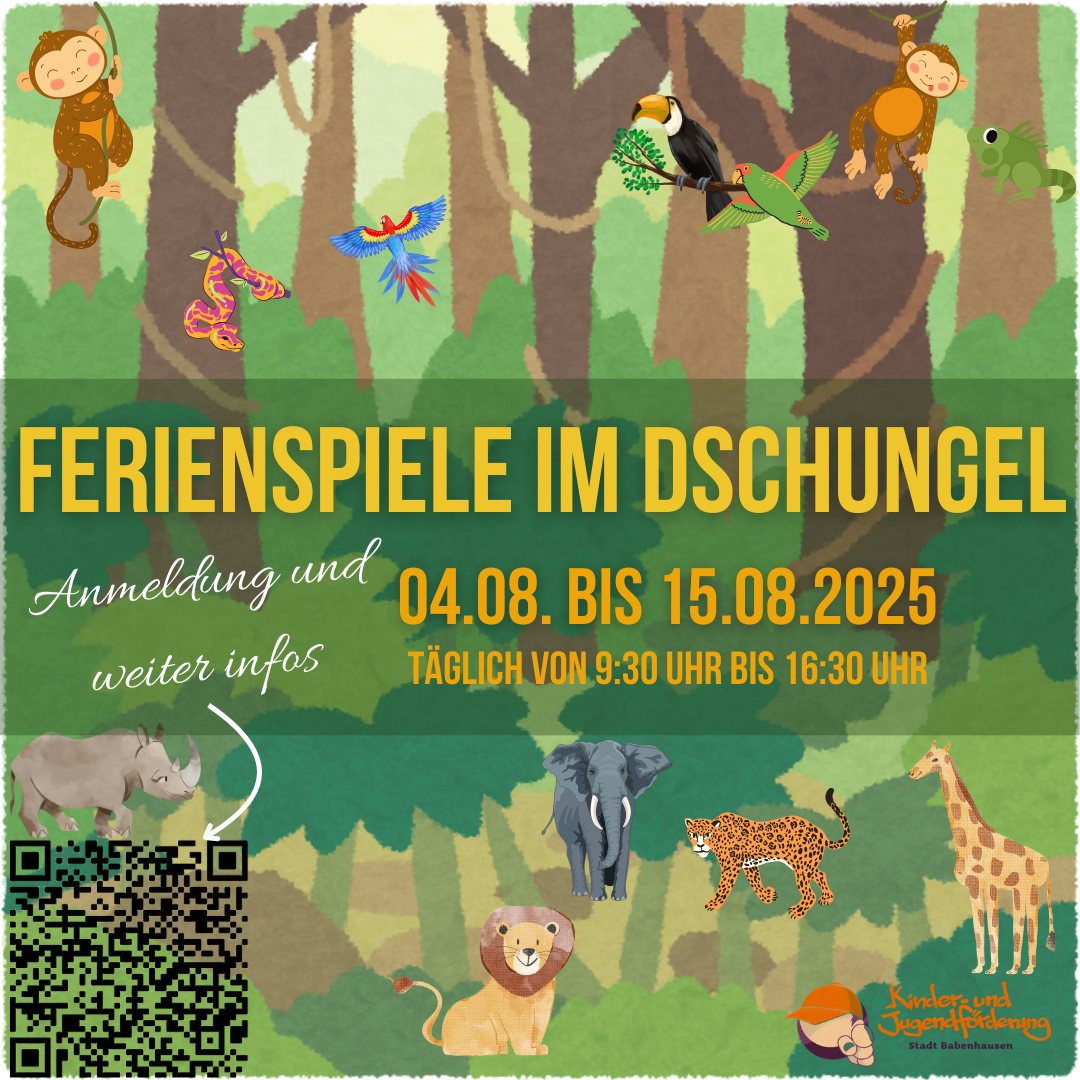 10 Tage Sommerferienbetreuung der Stadt Babenhausen Der Anmeldezeitraum für die Ferienspiele 2025 endete zum 31.05.2025. Die Online-Anmeldeformulare sind nicht mehr freigeschaltet. Das ganztägige Spiel- und Freizeitvergnügen findet wie gewohnt in [&hellip;]