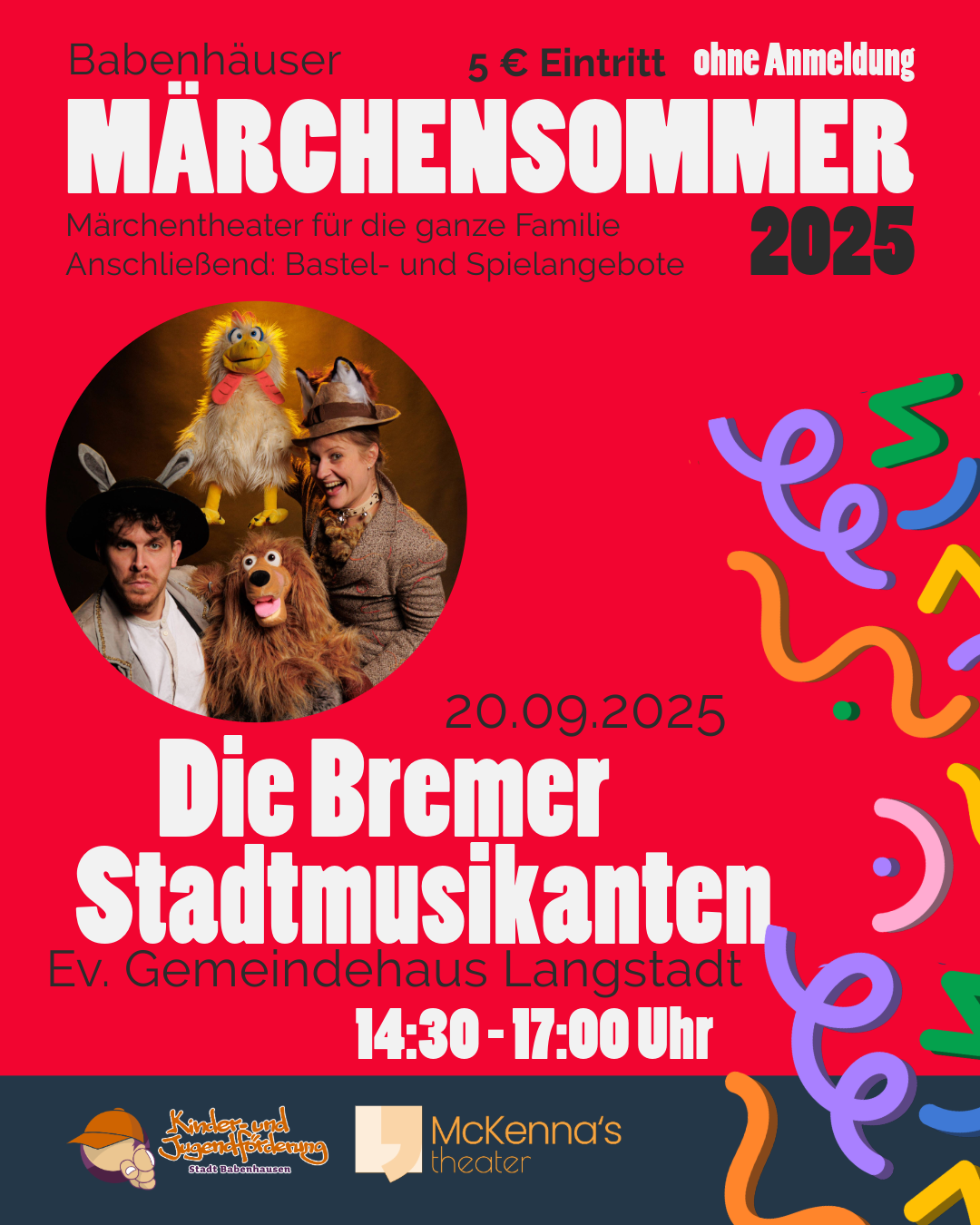 Mit den „Bremer Stadtmusikanten“ findet am 20.09.2025 in Langstadt die letzte Vorstellung des Babenhäuser Märchensommers diesem Jahr statt. Der Märchenklassiker wird an diesem Tag ab 14:30 Uhr im evangelischen Gemeindehaus [&hellip;]