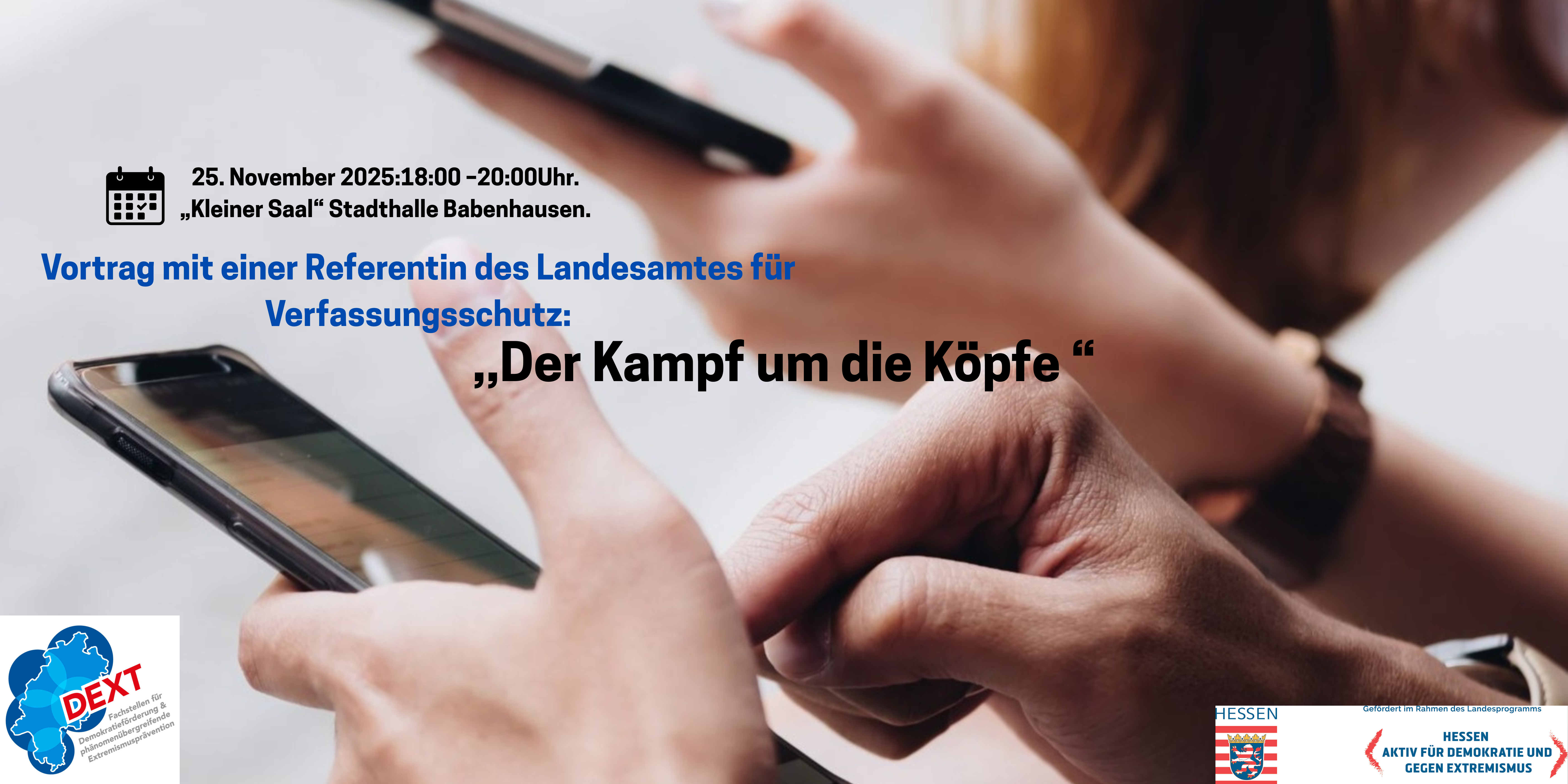 Präventionsrat der Stadt bietet am 25.11. Vortrag mit Verfassungsschutz Hessen an Der Rechtsextremismus stellt aktuell die größte Gefahr für unsere freiheitliche demokratische Grundordnung dar. Dies belegen nicht nur rechtsextremistische Gewalttaten [&hellip;]