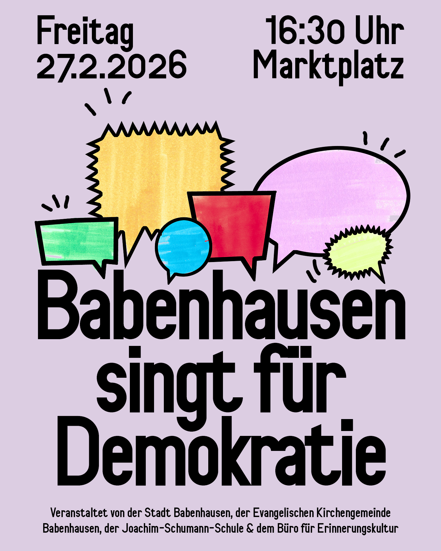 Musikalische Kundgebung am 27. Februar auf dem Babenhäuser Marktplatz Zwei Wochen vor der Kommunalwahl möchte ein breites Bündnis in Babenhausen ein Zeichen für Demokratie und gegen Ausgrenzung setzen. Am Freitag, [&hellip;]