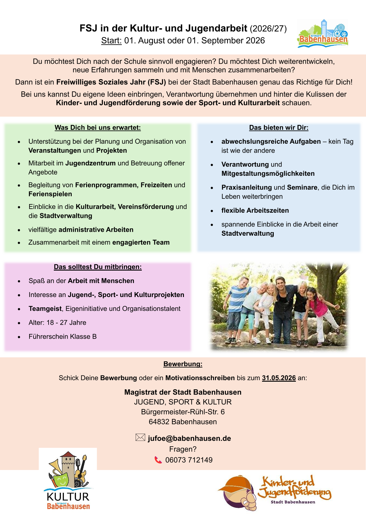 FSJ in der Jugend- und Kulturarbeit Du bist auf der Suche nach neuen Herausforderungen? Die abwechslungsreichen Angebote der Jugendarbeit in unserer Stadt interessieren Dich? Kulturelle Veranstaltungen und das Thema Sport [&hellip;]