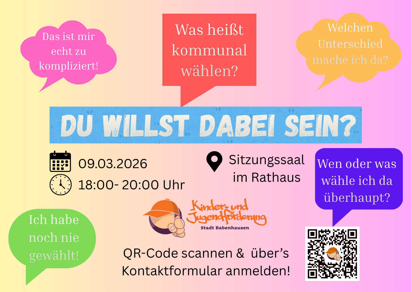 Stell Dir vor, Babenhausen verändert sich – und Du hast Nichts dazu gesagt! Am 15.03.2026 ist Kommunalwahl. Und es geht dabei um mehr als Politik. Es geht um Deinen Alltag! [&hellip;]